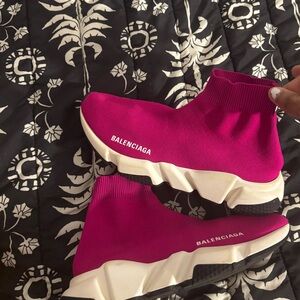 Balenciaga Women's Fuchsia Sock Sneakers